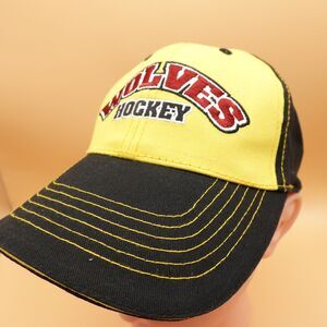 Chicago Wolves Hat Cap Strap Back Black Yellow NHL Hockey Mens Minor League AHL